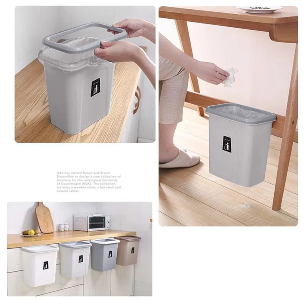 S5#Hanging Push-top Trash Can Automatic Return Lid for Fruit Vegetable Seedcase home tool