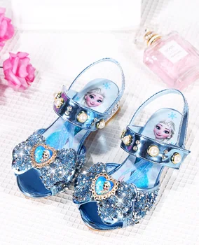 

Kids Leather Shoes Girls Wedding Dress Shoes Children Elsa Princess Bowtie Dance Shoes For Girls Casual Shoes Flat Sandals