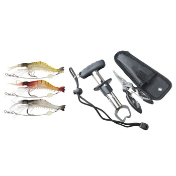 

Shrimp Fishing Lure Mixed Color Spinner Crank-Bait Fishing Lure with Hook Fishing Tackle with Stainless Steel Fishing Grip Set C