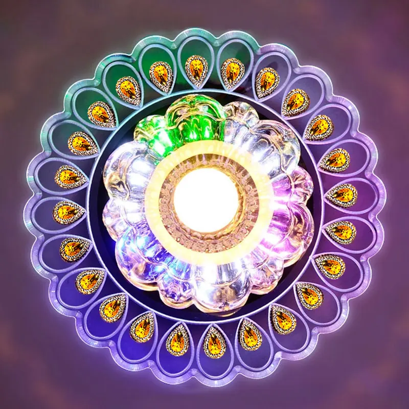 

20cm Crystal LED Colorful Light Lighting Living Room Peacock Ceiling Chandelier Lamp Celling Lamp Husehold Light Supply