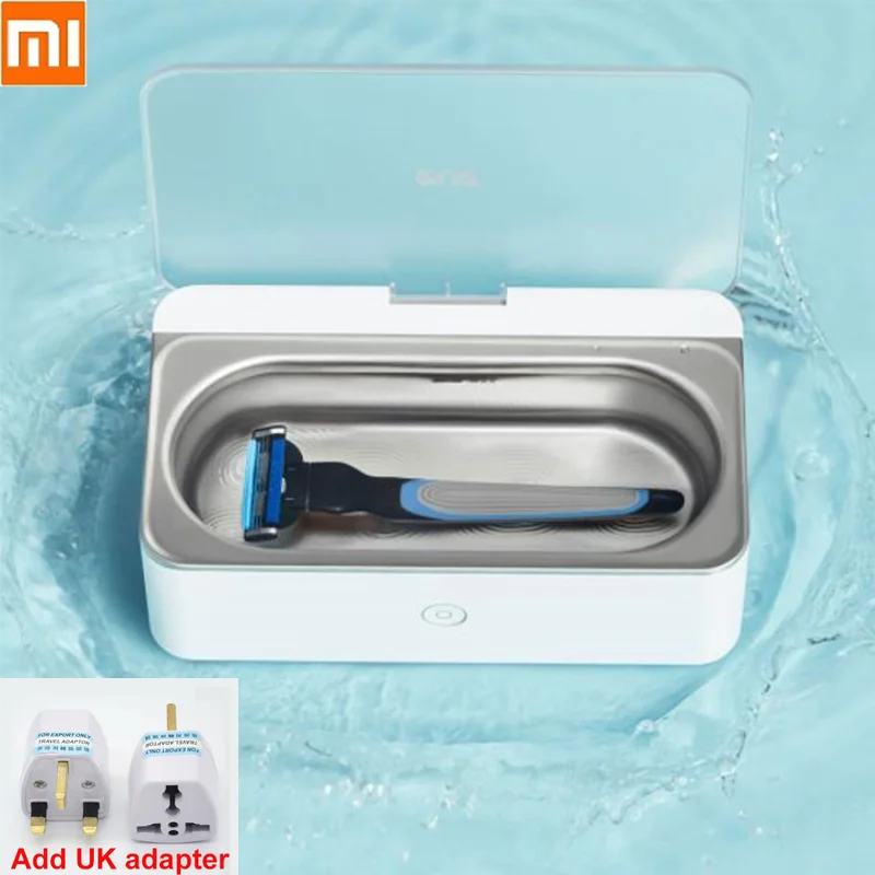 Add UK adapter Xiaomi ультразвуковая Чистящая машина 20 Вт высокочастотные вибрационные очки зубная щетка брекеты столовые приборы для чистки интеллектуальное управление - Цвет: Add UK adapter