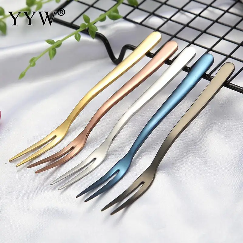 

10 Strands/Lot Modern Style Stainless Steel Fruit Fork Portable Travel Cutlery Set Camping Picnic Set Tableware Dinnerware