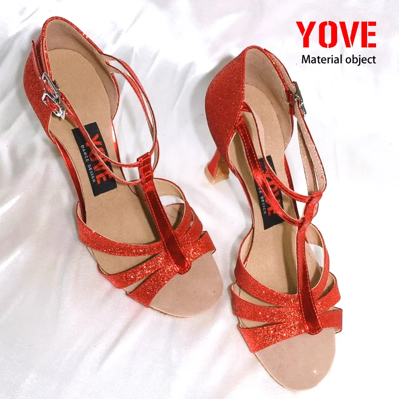 YOVE стиль w136-6 танцевальная обувь Бачата/Сальса крытый и открытый Женская танцевальная обувь