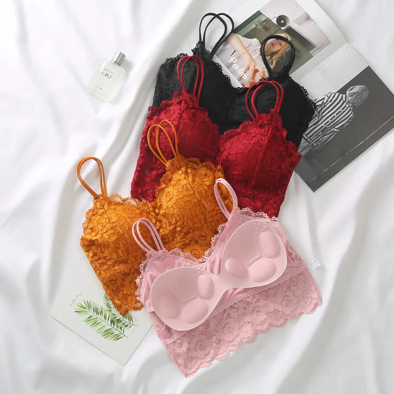 Women Lace Bra Female Bralette Sexy Lingerie Padded Wireless Bra Crop Top  Women Bralette Comfy Underwear Full Cup Brassiere