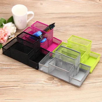 

Home Office Pen Pencils Holder Metal Mesh Stationery Storage Organizer Box