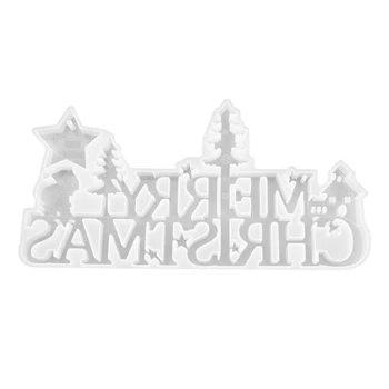 

Resin Doorplate Pendant Silicone Mold Christmas Decor English Letters Charming Jewelry Making Craft Epoxy Casting Sign Ornament