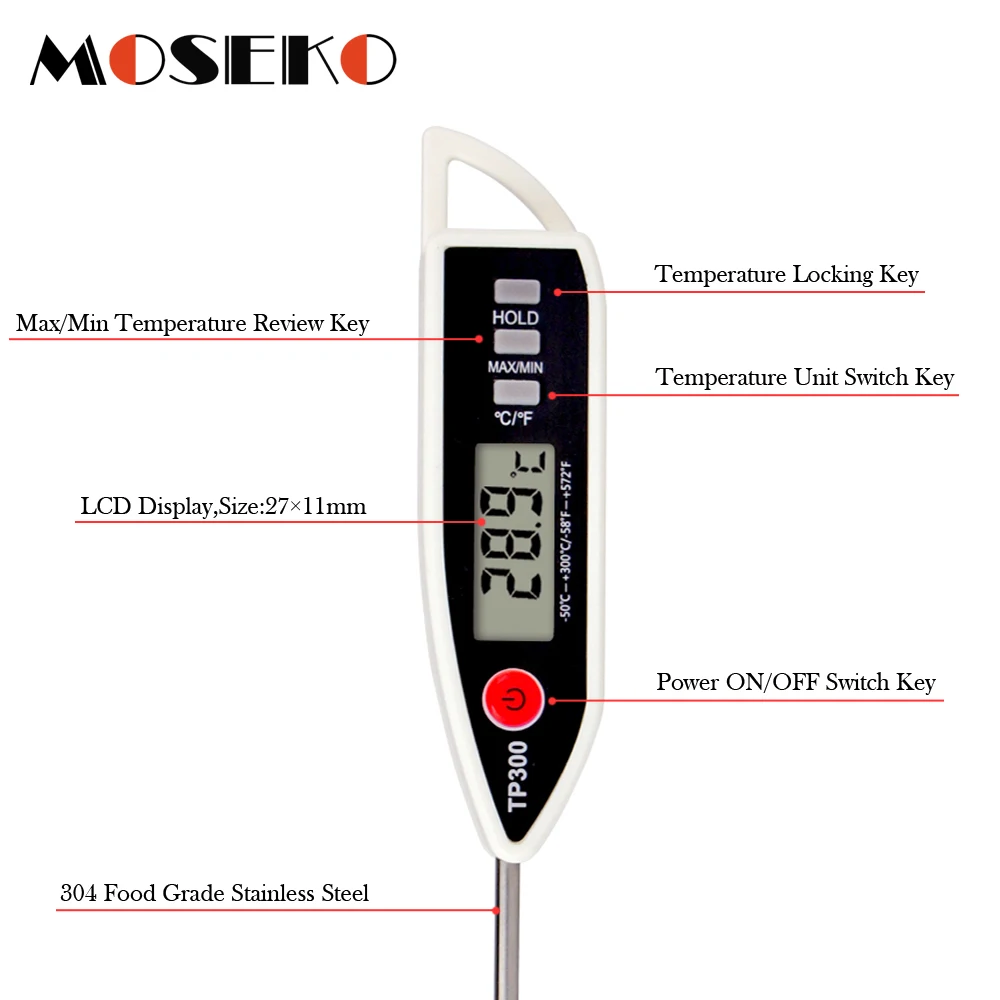 MOSEKO новейший цифровой термометр для мяса, для приготовления пищи, барбекю, воды, конфеты, печь, гриль для молока, датчик температуры, барбекю, кухонные инструменты