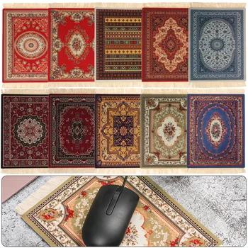 

1PC Anti-slip Cup Mouse Pad Retro Mini Persian Woven Carpet Mouse Pad Pattern with Fring Home Office Table Decor Desk Cushion
