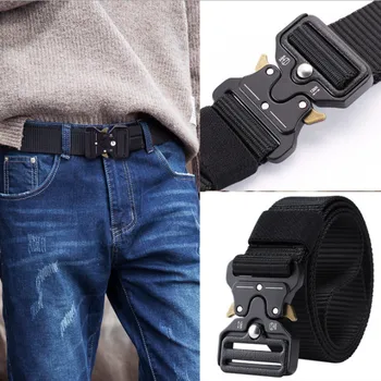 

Tactical belt Military high quality Nylon men's training belt metal multifunctional buckle outdoor sports hook new