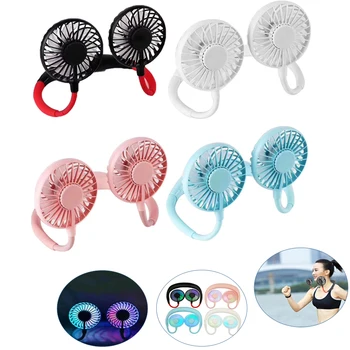 

Adjustable Mini USB Rechargeable Fan Glow Portable Neck Sport Fan Neckband Desk Hand Air Fan Conditioner For Room Dropship