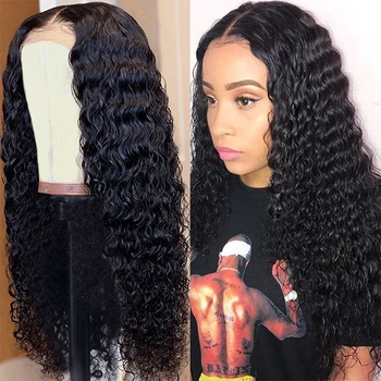 

HD T Part Lace Wigs Deep Wave Brazilian Natural Color Remy Human Hair Glueless Lace Front Wigs For Black Women Natural Color