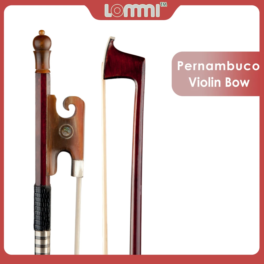 LOMMI 4/4 Violin Bow Pernambuco Bow Round Stick OX Frog Mongolia Horsehair Lizard Skin Grip Bow Well Balance floraparts viola bow copy vuillaume jean baptiste pernambuco round stick antiqued ebony frog with paris eyes silver parts fpz08