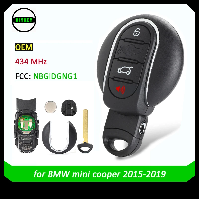 

DIYKEY OEM Smart Keyless Entry Remote Car Key Fob 4 Buttom 434MHz for BMW MINI Cooper Clubman 2015-2018 FCC: NBGIDGNG1