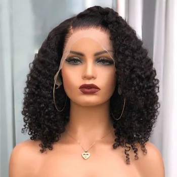 

SimBeauty Peruvian Kinky Curly 360 Lace Frontal Wigs with Bleached Knots Curl 13x6 Lace Front Human Hair Wigs Bob Full Lace Wig
