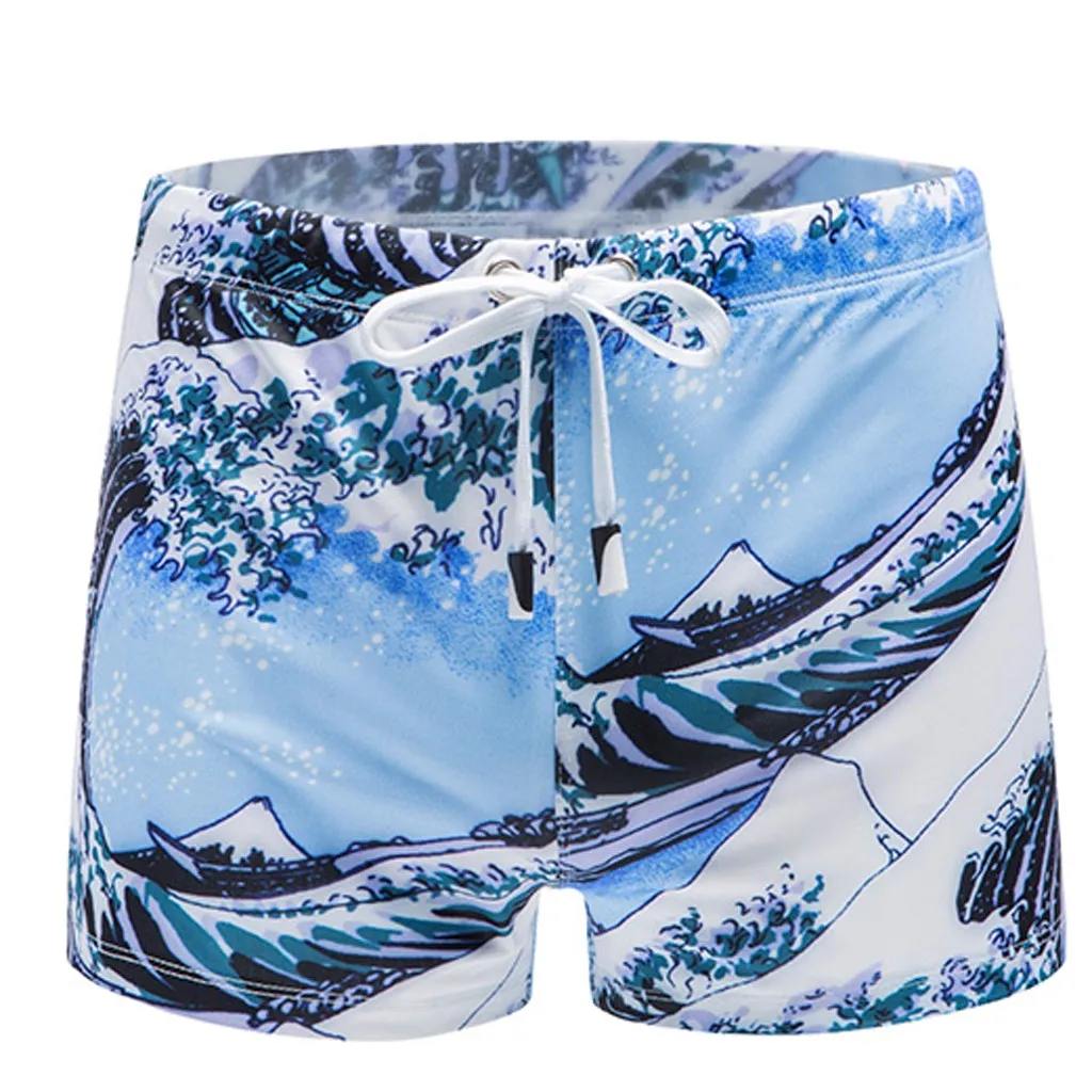 

New Delicate Fashion Mens Casual Sexy Gradient Printed Swimming Trunks Beach Swimming Shorts Briefs Comfortable Swimsuit