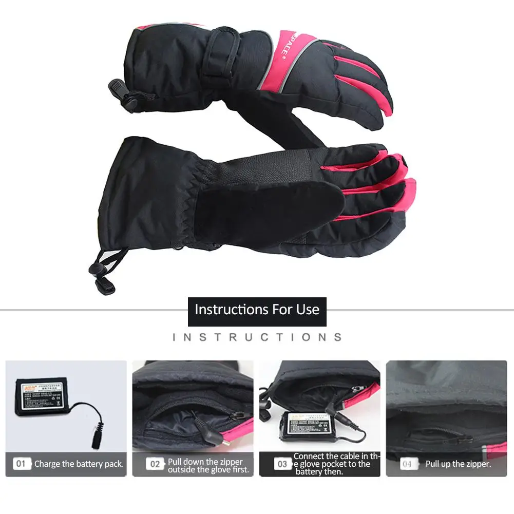 Зимние теплые мотоциклетные перчатки водонепроницаемые перчатки с подогревом USB перезаряжаемые перчатки для катания на лыжах и снегоходах