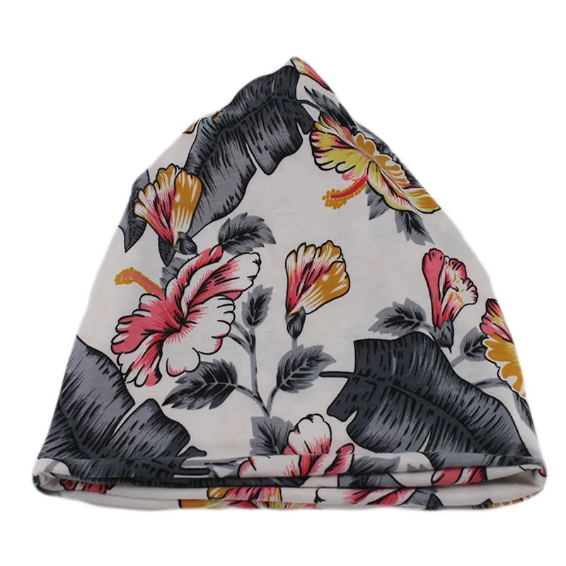 Neue Floral Frauen Mützen Skullies Weibliche Doppel-Gebrauch Schal Hut Für Mädchen Frühling Herbst Warme Gorras Dance Outdoor Knochen verkauf – Detail 7