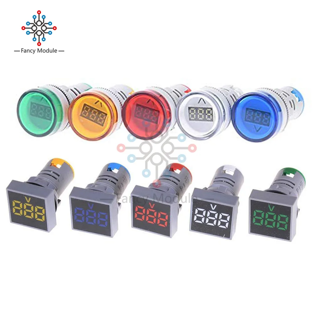 

diymore 5 Colors 22MM Square Panel AC 20-500V/Circle Panel AC 60-500V Mini LED Digital Voltmeter Voltage Meter Tester Detector