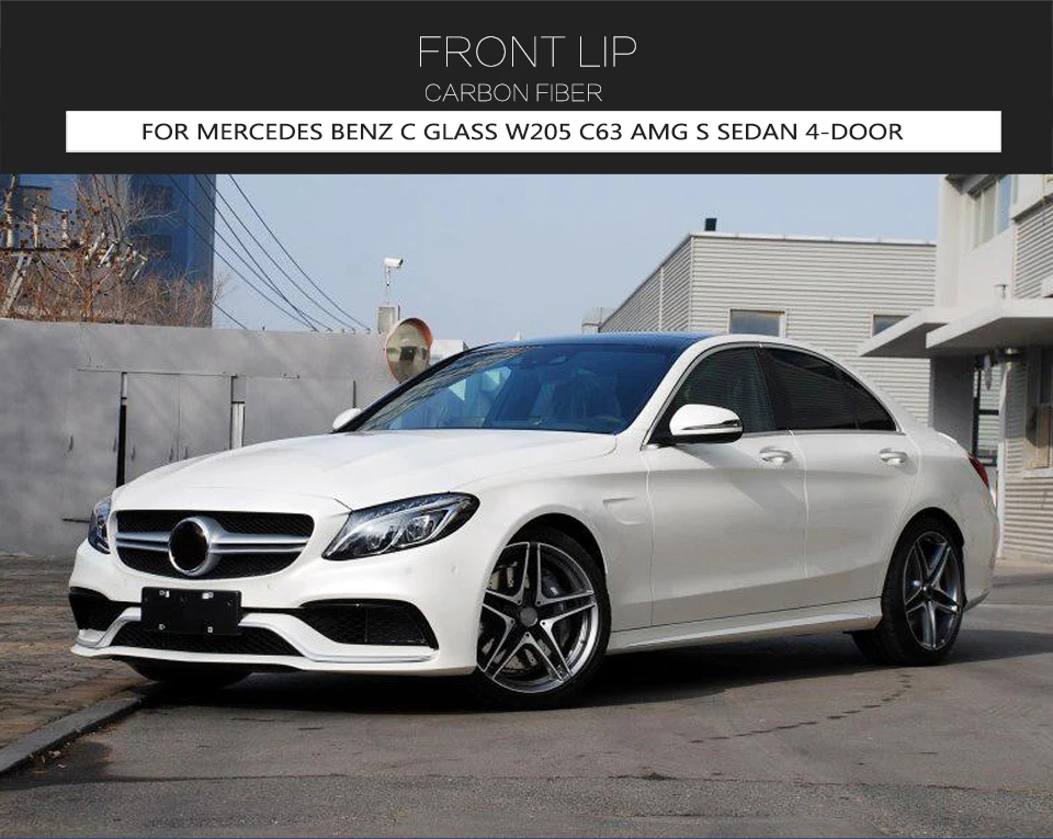 Передний бампер для губ Mercedes-Benz W205 C63 AMG седан- передний бампер для губ разветвители углеродного волокна