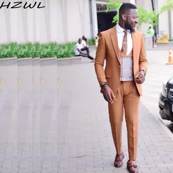 

Handsome Mens Suits Wedding Tuxedos Slim Fit Notched Lapel One Button Groom Wear Terno Masculino 3 Pieces( Jacket Pant+Vest)