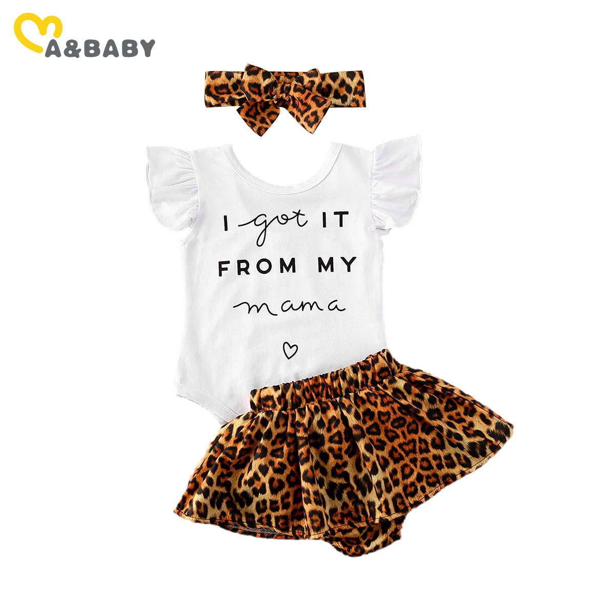 Baby Clothing Set classic Ma&Baby 0-24M Summer Newborn Baby Girl Clothes Set Leopard Outfits Set Letter Bodysuit+Shorts+Headband Cute Baby Clothes D35 baby girl cotton clothing set