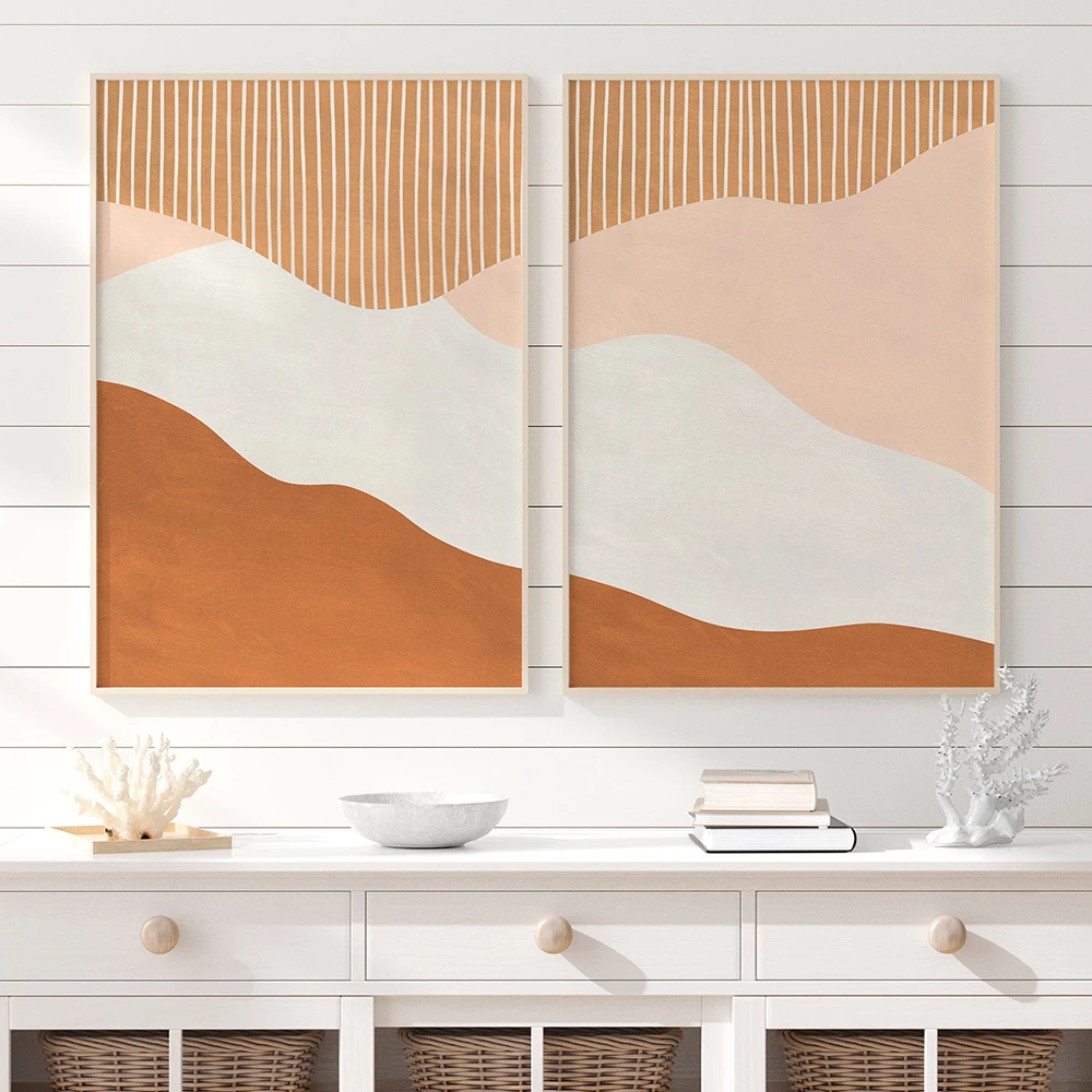 

Abstract Landscape Poster Farmhouse Painting Posters Neutral Wall Art Canvas Print Mountain Nordic Wall Pictures Boho Home Decor