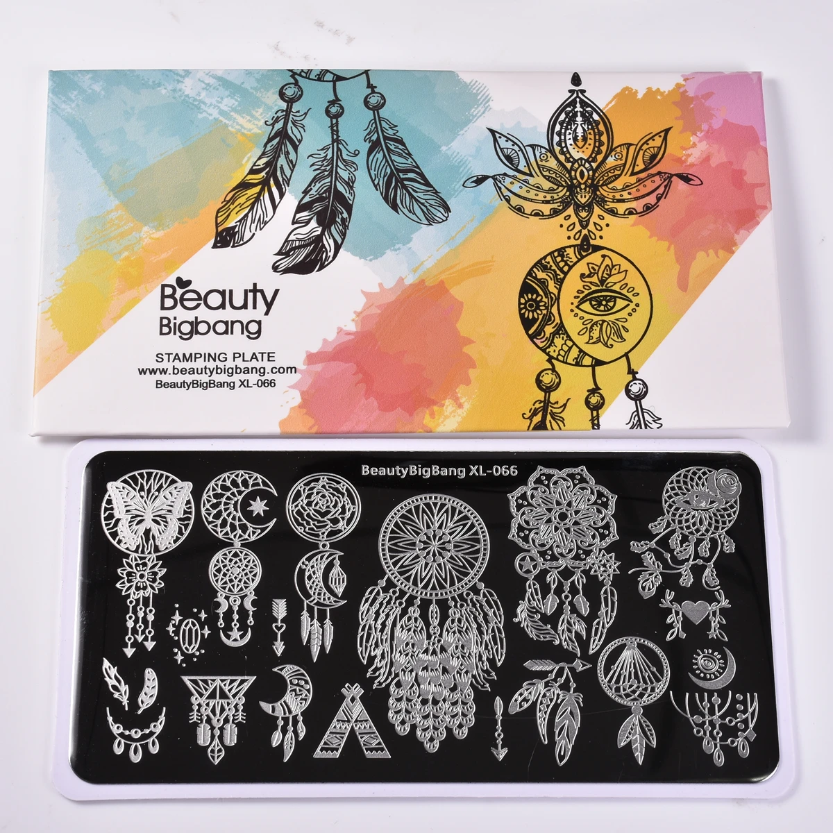 BeautyBigBang дизайн ногтей штамповка 6*12 см прямоугольник Ловец снов перьевой Луны бабочка Фэнтези Цветок изображения пластины инструмент