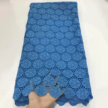 

african lace fabrics 2019 high quality lace hot sale women guipure lace nigerian cord lace fabric with stones for party 5yards