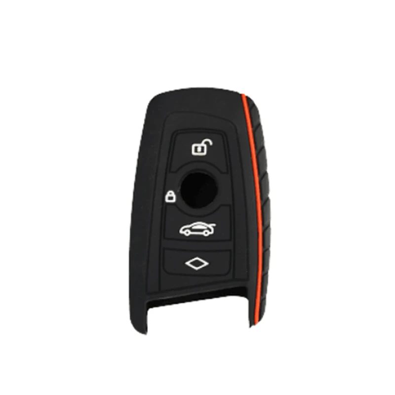 OkeyTech 3/4 кнопки силиконовый чехол для ключей от машины брелок пульт дистанционного управления для BMW 1 2 3 5 7 серии F10 F20 F30 335 328 535 650 Авто ключевой чехол автомобильные аксессуары - Название цвета: 4BT Black