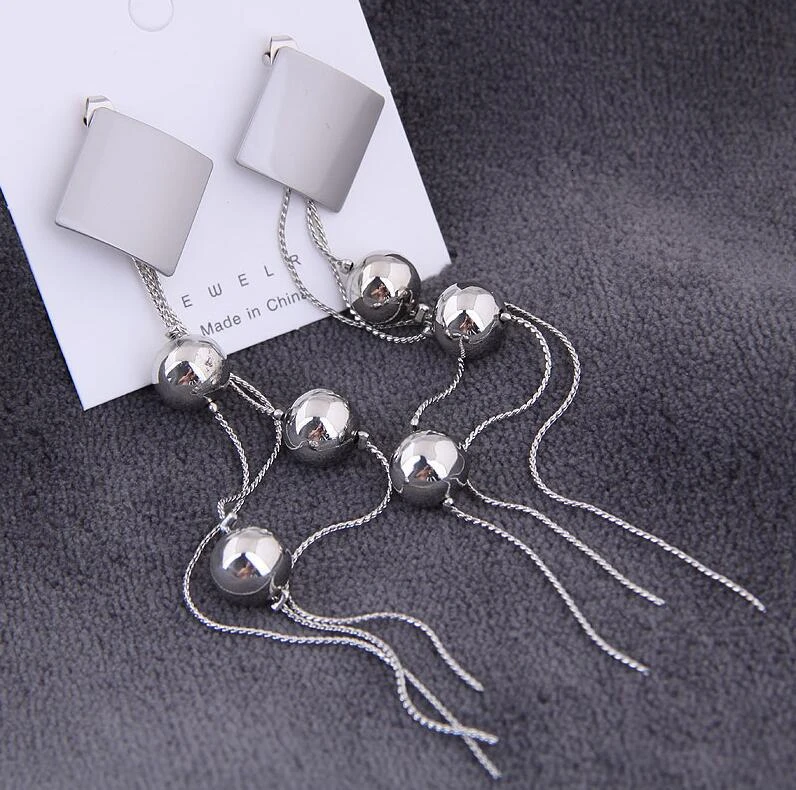 ЦИРКОНИЕВЫЕ длинные серьги с кристаллами и кисточками для женщин, новые женские серьги-подвески в стиле панк, элегантные вечерние ювелирные изделия, трендовые аксессуары - Окраска металла: T3-Silver