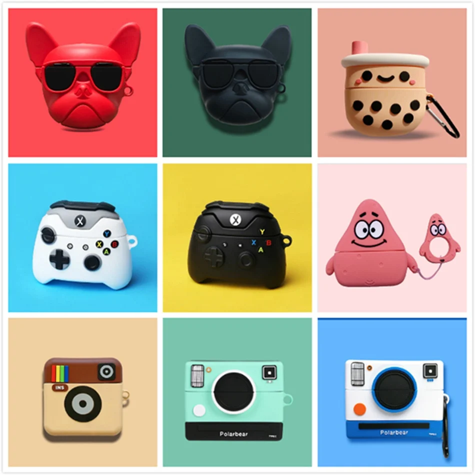 Earphone Case For Airpods Pro Silicone Cartoon Cute Duck Stitch Camera Earpods Cover Apple 3 Cases Keychain | Электроника