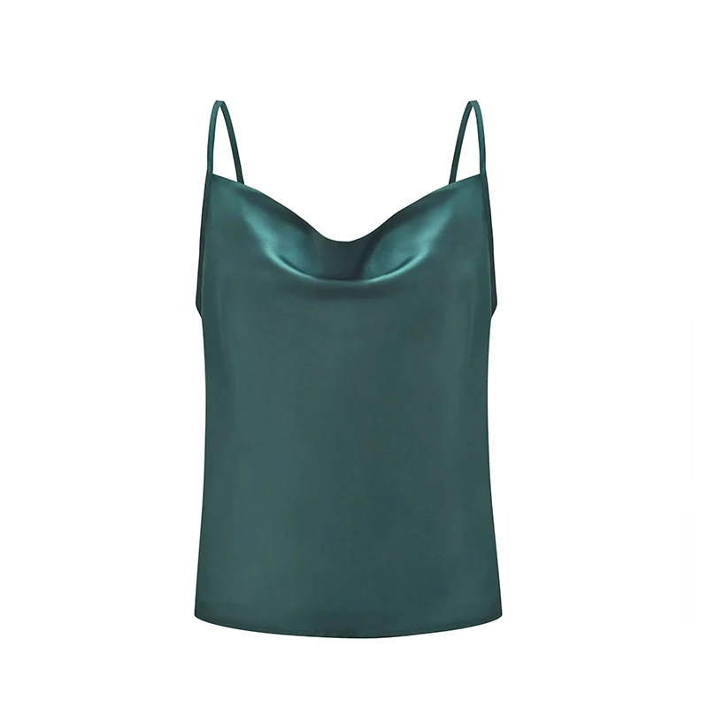 Soft 1PC Vest Backless Leopard Print Dot Basic Tops Satin Elastic Suspenders Hot Sale Casual Sexy Size S/M/L/XL/XXL Comfortable - Цвет: Blackish Green