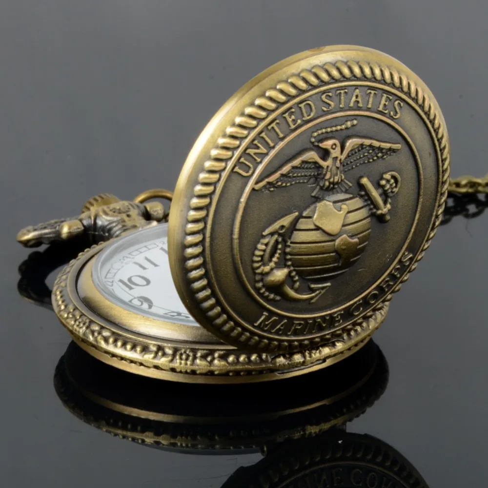 Ретро бронзовые кварцевые карманные часы стимпанк часы с морским корпусом ожерелье часы мужские рождественские подарки
