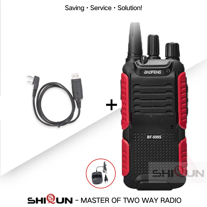 Горячая Baofeng bf-999s Plus Walkies Uhf band военный уровень двухстороннее радио 999S(2) для безопасности, отеля, ветчины BF999s обновление 888s 5W - Цвет: Add Program. Cable