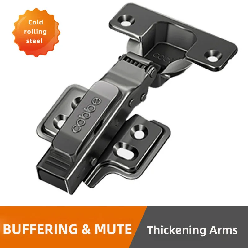 Cabinet Door Hinges 1pc Cold Rail Steel Hydraulic Hinges Black Grey Damper Buffer Soft Close Kitchen Hardware