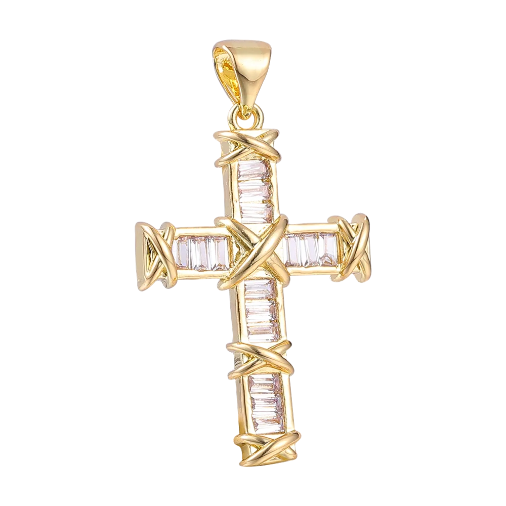 Juya DIY 18K Echtgold vergoldet Großhandel Christian Kreuz Charms für handgemachte Weihnachten religiöse Rosenkranz Anhänger Schmuckherstellung – Detail 8