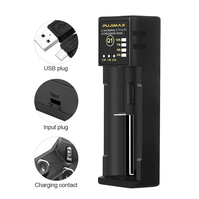 Battery Charger 18650 26650 21700 14500 26500 22650 Li-ion Rechargeable Smart Adjustable current