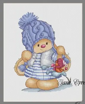 

6-Counted Cross Stitch Kit Cross stitch RS cotton with cross stitch Bonnie Rabbit - Winter Beauty Rabbit