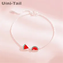 Uini-Tail список 925 стерлингового серебра простой креативный милый браслет с арбузом модный Индивидуальный сладкий браслет с подвеской в виде фрукта