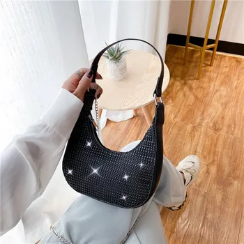 

Bag Female 2020 Summer New Style Versatile Diamond Chain Baguette Armpit Package Women's Hand Single-shoulder Crossbody Bag
