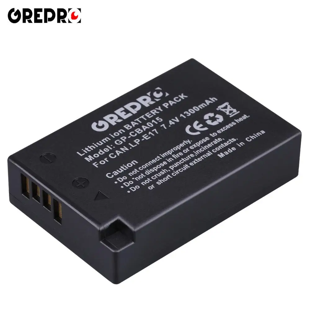 1 battery GREPRO 1300mAh LP-E17 LPE17 Аккумулятор для камеры akku+ lcd USB двойное зарядное устройство для Canon EOS 200D M3 M6 750D 760D T6i T6s 800D 8000D - Цвет: 1 battery