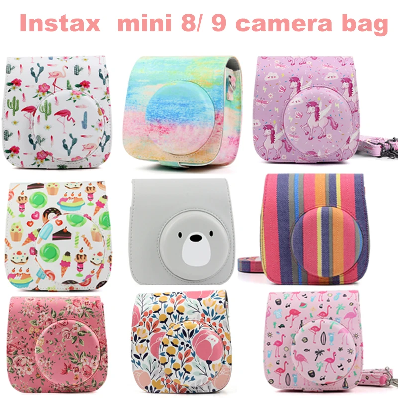 Новый Фламинго Instax Mini 9 чехол PU сумка для камеры с защитный ремень Fujifilm 8/8 +/9|camera