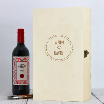 

Custom Logo Wood Wine Carrier Wedding Birthday Party Gift Packing Box Personalized Wood Champagne Display Holder Home Decoration