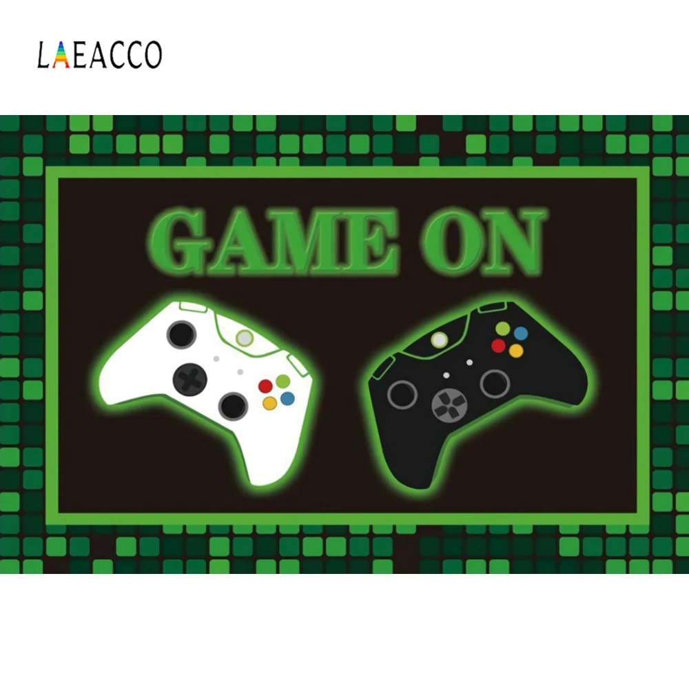 Laeacco Game On Photophone For Photo Boy Baby Shower Happy Birthday Photographic Backdrops Photography Backgrounds Decoration |