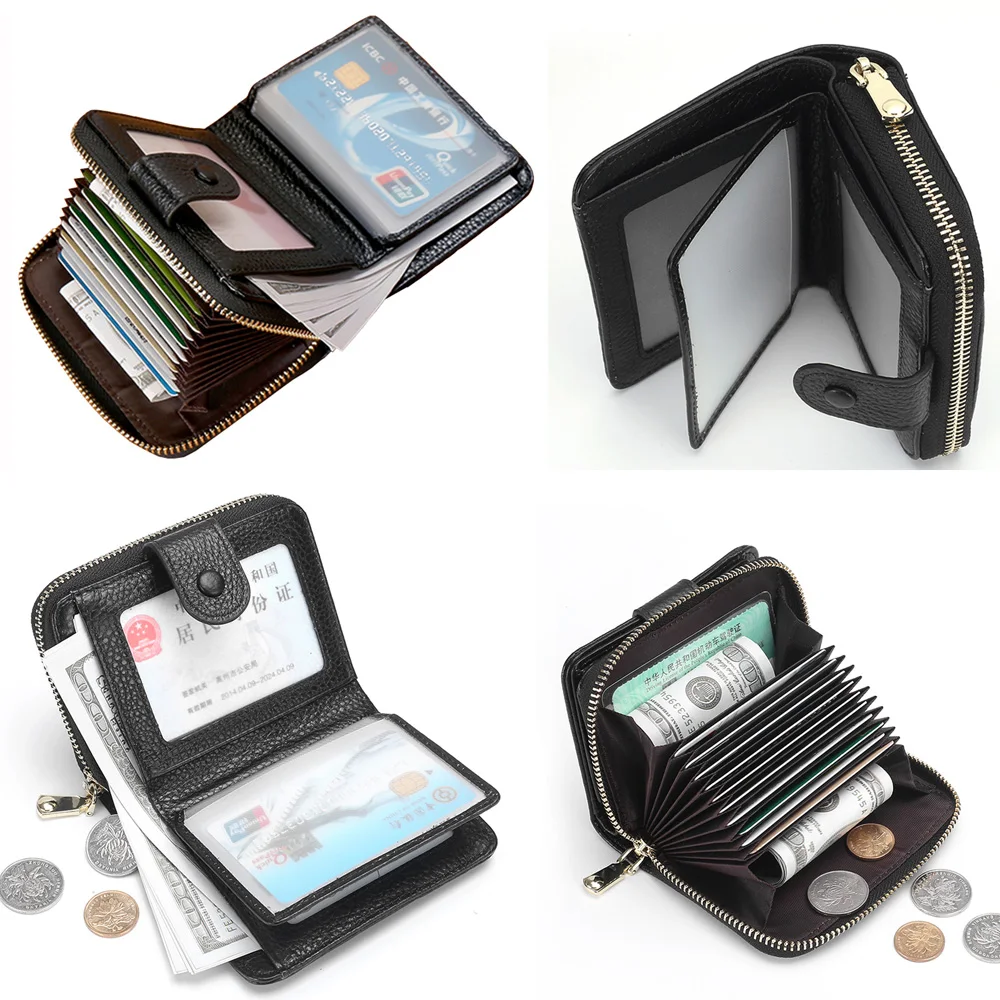 Дизайн держатель для карт женская сумка из натуральной кожи Rfid ID кредитный держатель для карт s мужской короткий кошелек с застежкой