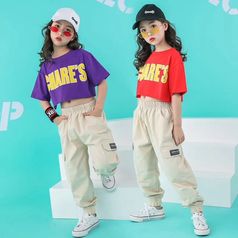 

Summer Girls Jazz Dancing Dress Korean-style GIRL'S Navel Hip Hop Hip Hop Performance Wear Set Cheerleading Uniform