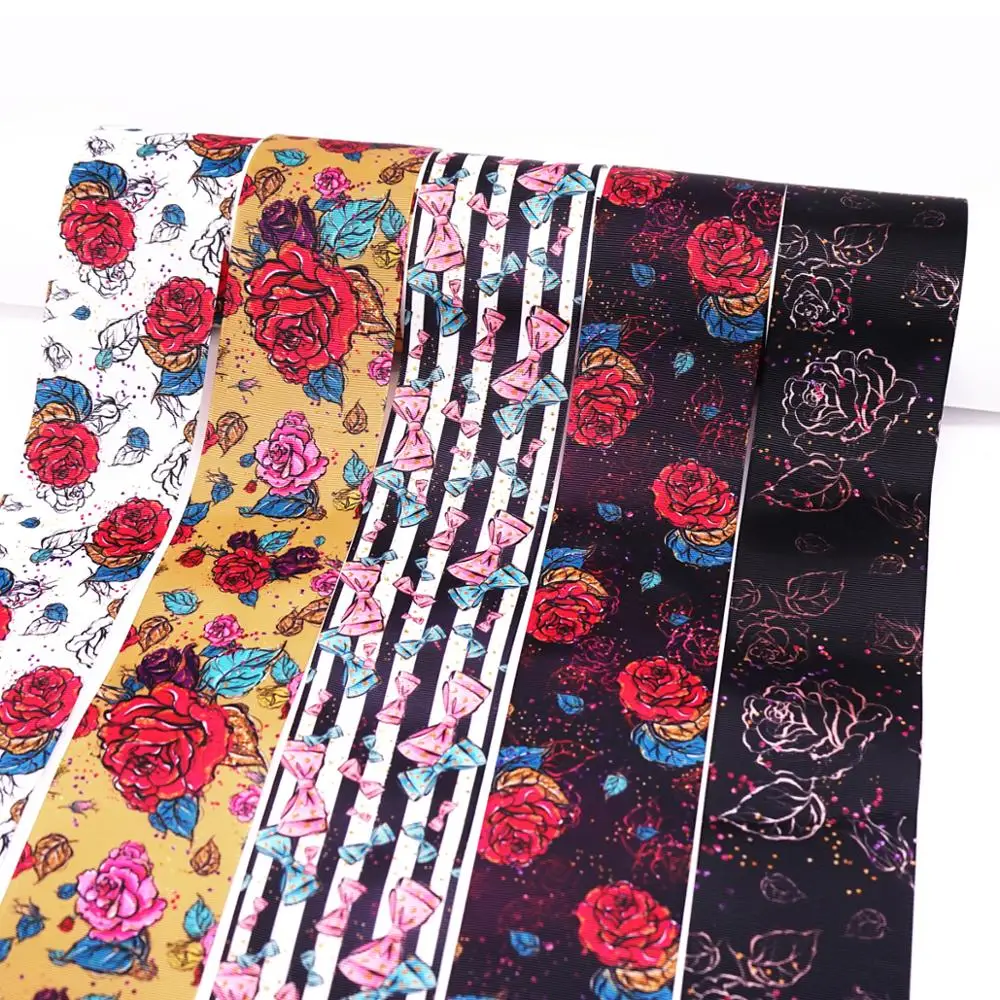 

Free shipping 50 yard cartoon printed grosgrain ribbon 31137