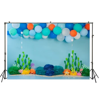 

Under The Sea Balloon Birthday Photography Backdrop Newborn Baby Portrait Photocall Photophone Photo Studio Background W-4013