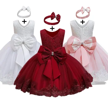 

Baby Girls Clothes 1 Year Birthday Dress for Girls Formal Party Ball Gown Big Bow Design Sweet Infant Kids Clothing Girls Dress