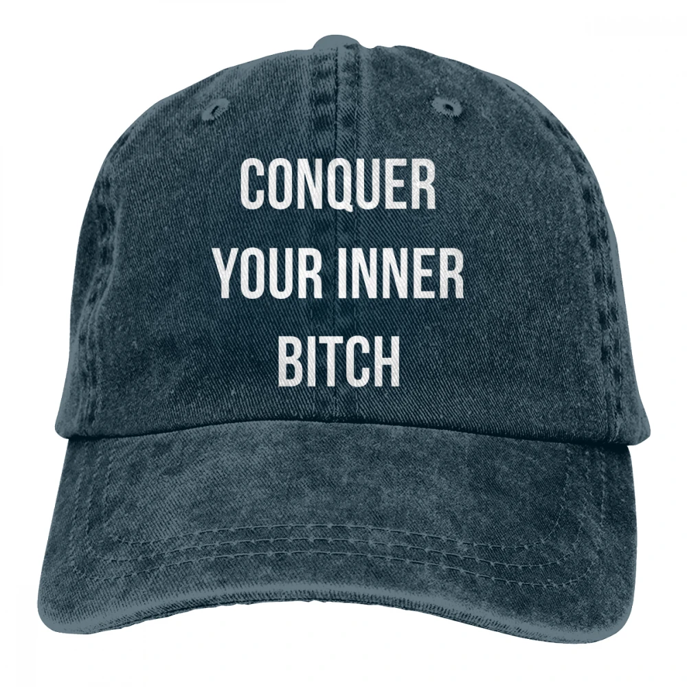 Conquer Ваша внутренняя Casquette черный унисекс Мужские Женские джинсовые бейсболка с ремешком кепки Регулируемая Гольф папа шляпа